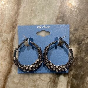 ❤️ Host Pick ❤️NWT! Vera Wang Silver Hoop Rhinestone Earrings